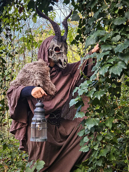 horned resin mask ram skull for rituals and cosplay