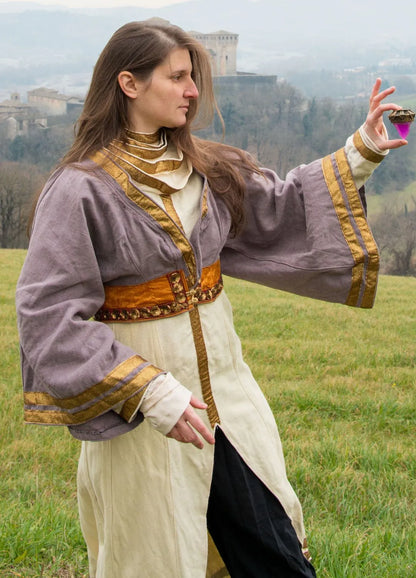 Ladyhawke-inspired LARP tunic with resin buttons, ideal for Halloween costume, cosplay clothing, and gothic costume styling.
