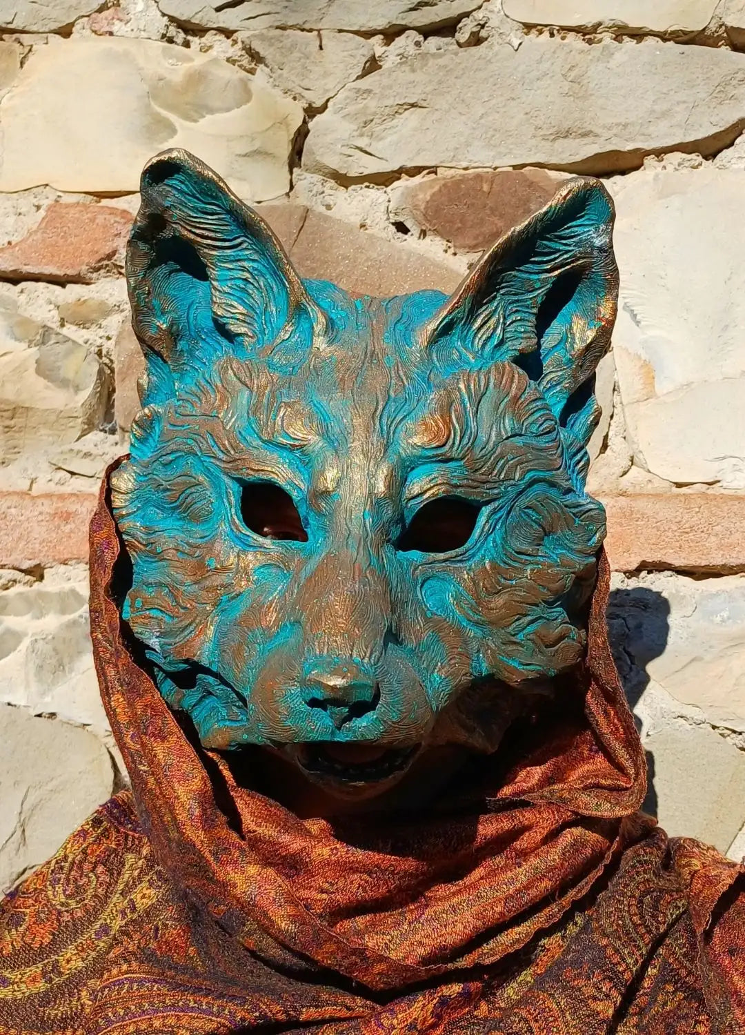 oxidized resin fox demon masquerade mask handcrafted in italy