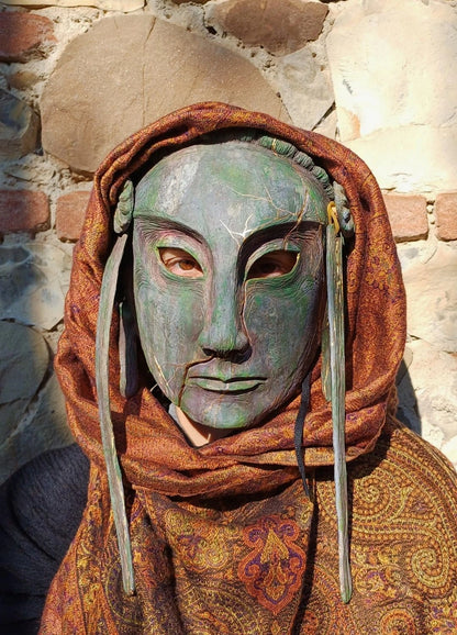 stone poet kintsugi resin mask inspired by japanese demon art handmade in italy