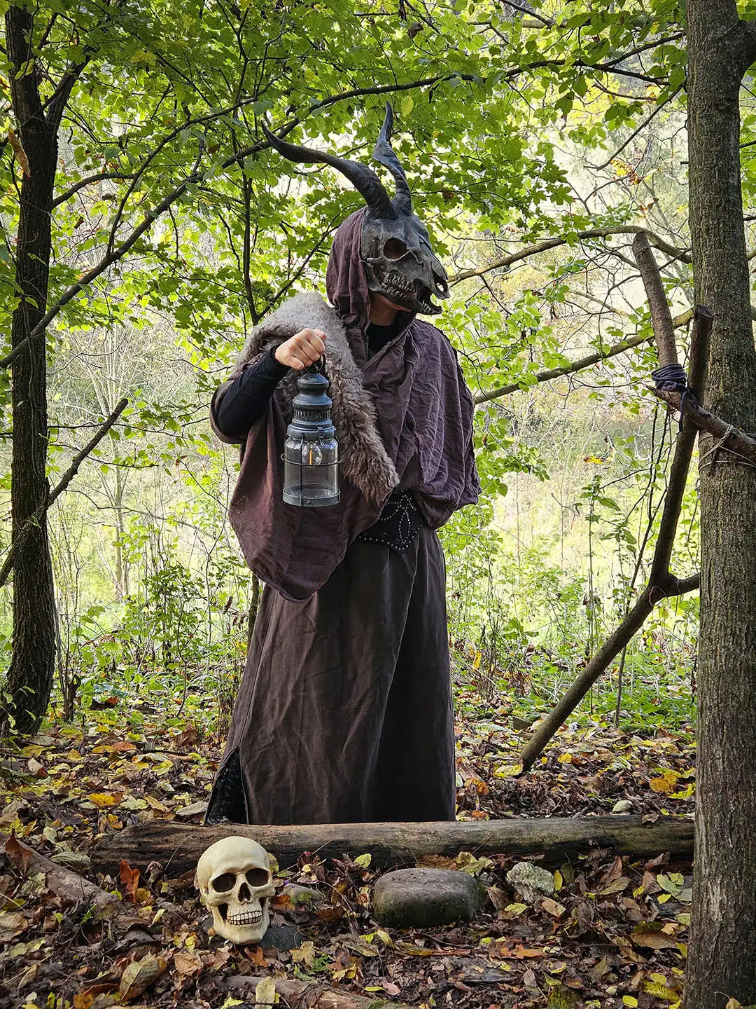 forest guardian ram skull mask handcrafted mythology inspired