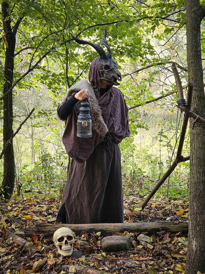 forest guardian ram skull mask handcrafted mythology inspired