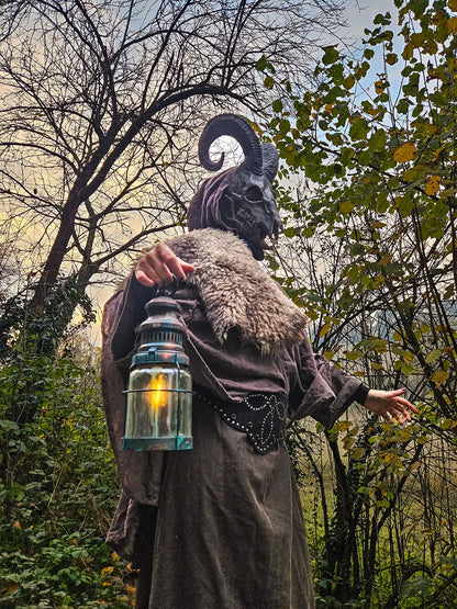 goat skull cosplay mask with horns forest spirit design