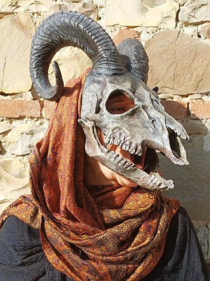 goat skull resin mask cosplay prop handcrafted