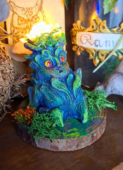 Golden Bloom Lumen Mandrake with yellow glowing flower displayed as fantasy decor.