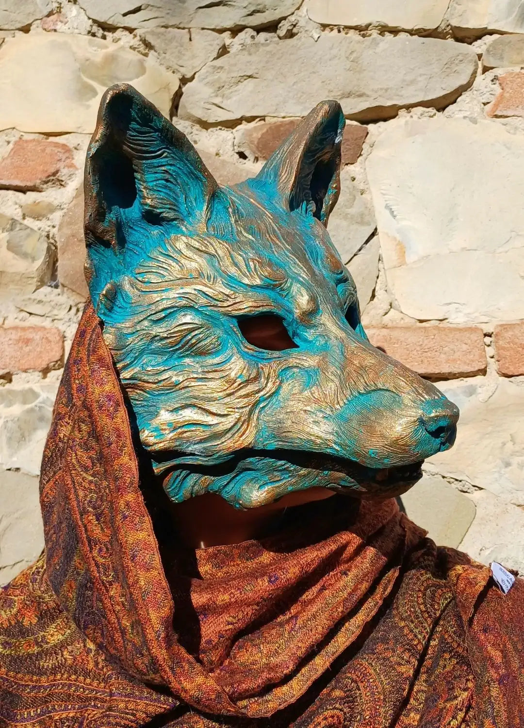 full face masquerade mask fox demon design for cosplay and theater