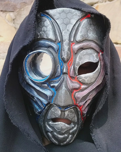 Cyberpunk Droid Mask Glowing Under UV Light, Special Effects, Cosplay