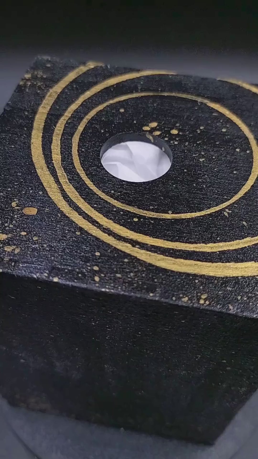 Hand-painted wooden Deluxe Box designed for storing Arcane Crystals, shown closed.
