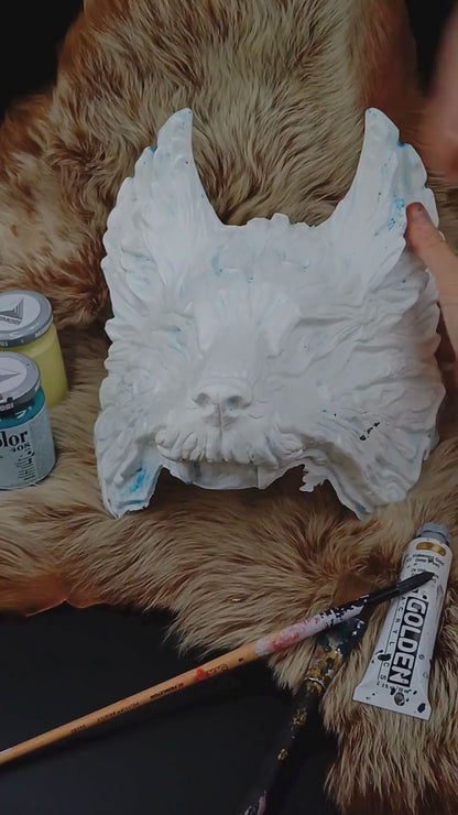 Step-by-step guide for creating a DIY wolf mask from the blank Fenrir mask