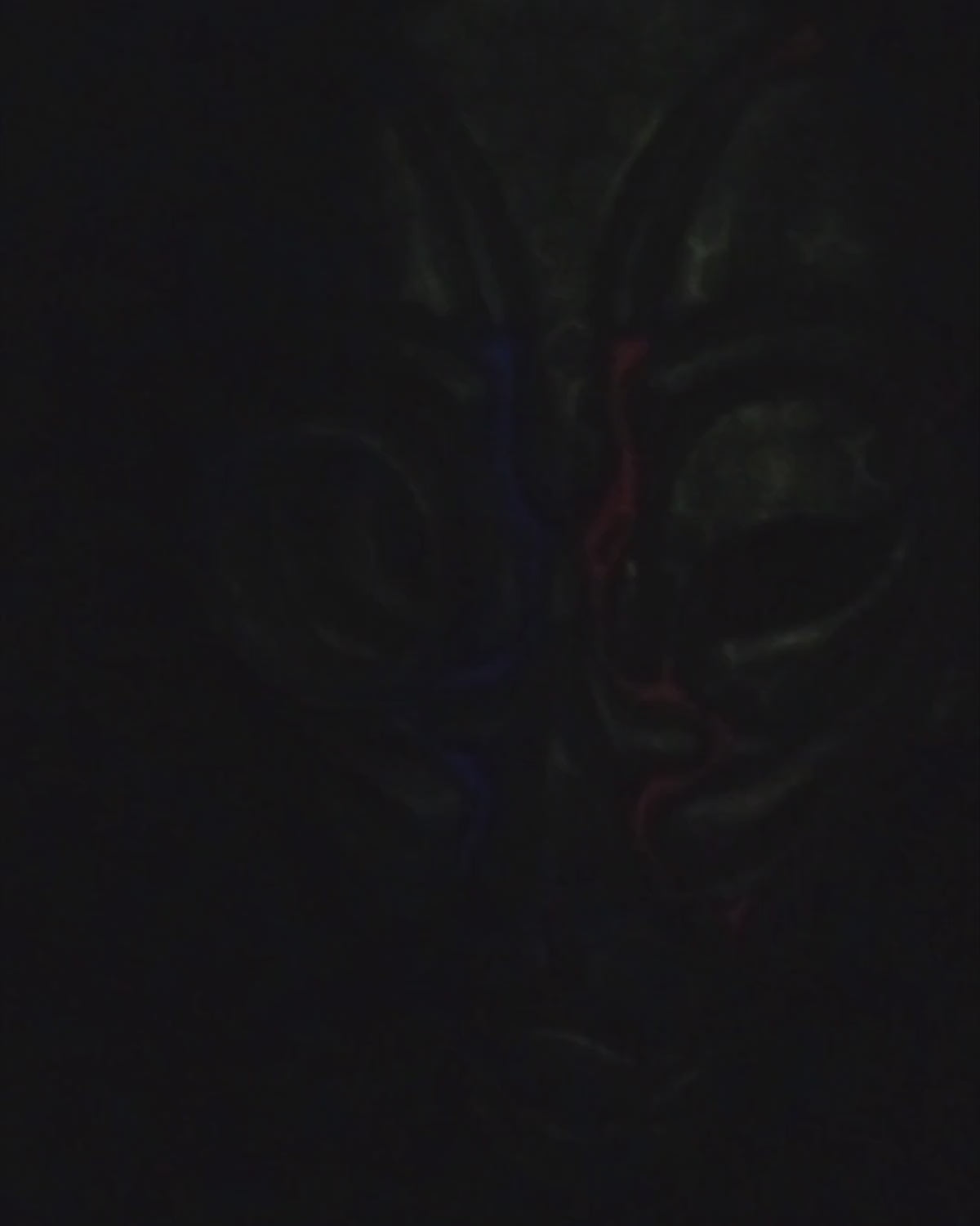 Cyberpunk Droid Mask Glowing Under UV Light, Special Effects, Cosplay