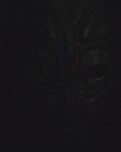 Cyberpunk Droid Mask Glowing Under UV Light, Special Effects, Cosplay