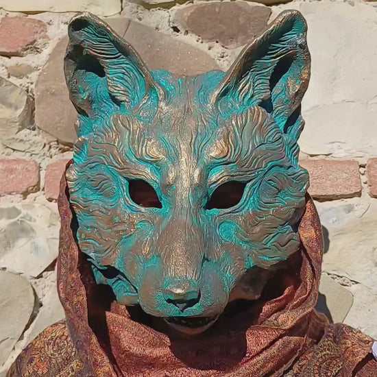 resin fox mask for larp clothing and cosplay costumes