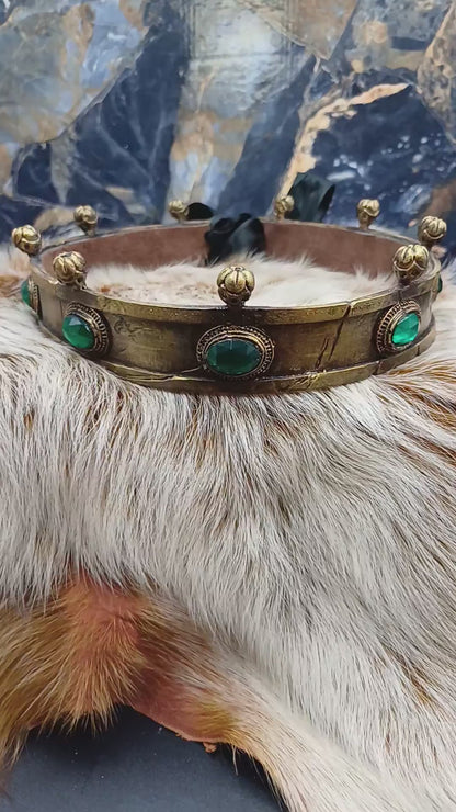 Adjustable cosplay crown, side view, ribbons for comfortable fit.
