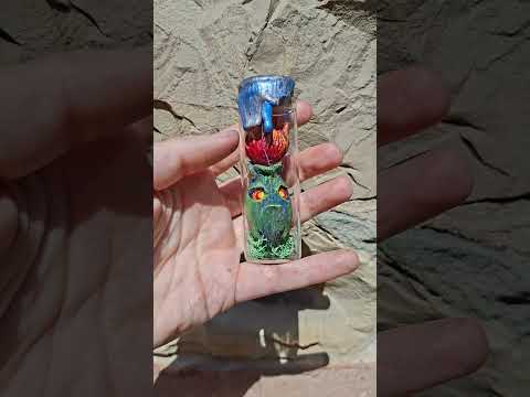360 degree view of a handmade Apothecary Mandrake fantasy collectible preserved inside a glass vial.