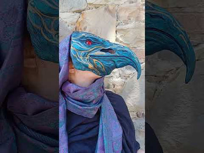 Handcrafted Valravn mask inspired by Danish mythology, dark fantasy plague-style resin cosplay mask