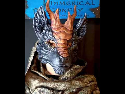 Handcrafted Qilin resin mask with labradorite gems for LARP and cosplay