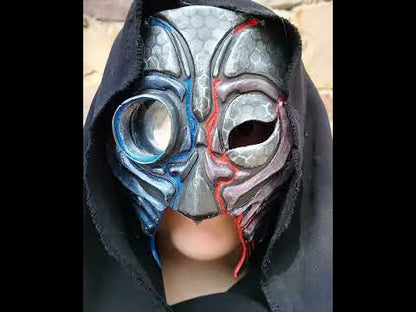 Cyberpunk droid resin mask with UV engravings and reflective eye for cosplay