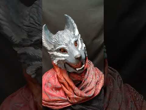 The grey wolf mask with articulated jaw, perfect for transforming into a wolf warrior