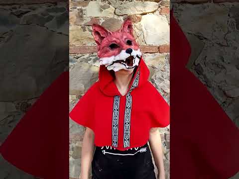 Hand-painted Huli Jing natural fox demon resin mask with articulated or fixed jaw for cosplay and LARP