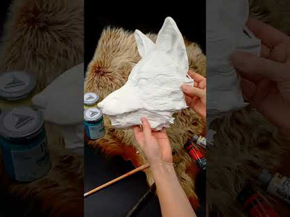 DIY Huli Jing fox blank resin mask ready to paint, fox spirit cosplay mask with articulated or fixed jaw