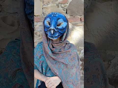 Hand-painted regal barn owl resin mask with glow-in-the-dark eyes for cosplay and rituals
