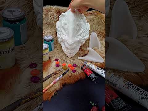 DIY Kitsune blank resin mask with ears and gems, fox spirit cosplay mask to paint