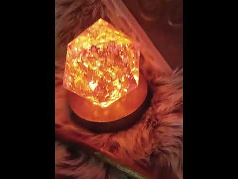 Handcrafted D20 resin lamp with gold leaf, tabletop RPG collectible dice decor unlit