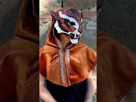 Hand-painted Bau Hu tiger resin mask with articulated or fixed jaw for cosplay and LARP
