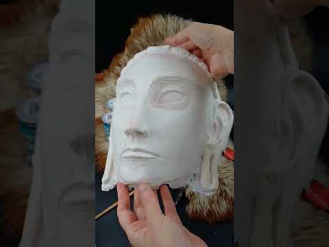 DIY Japanese demon blank resin mask with floral and hair accessories, cosplay and LARP mask to paint