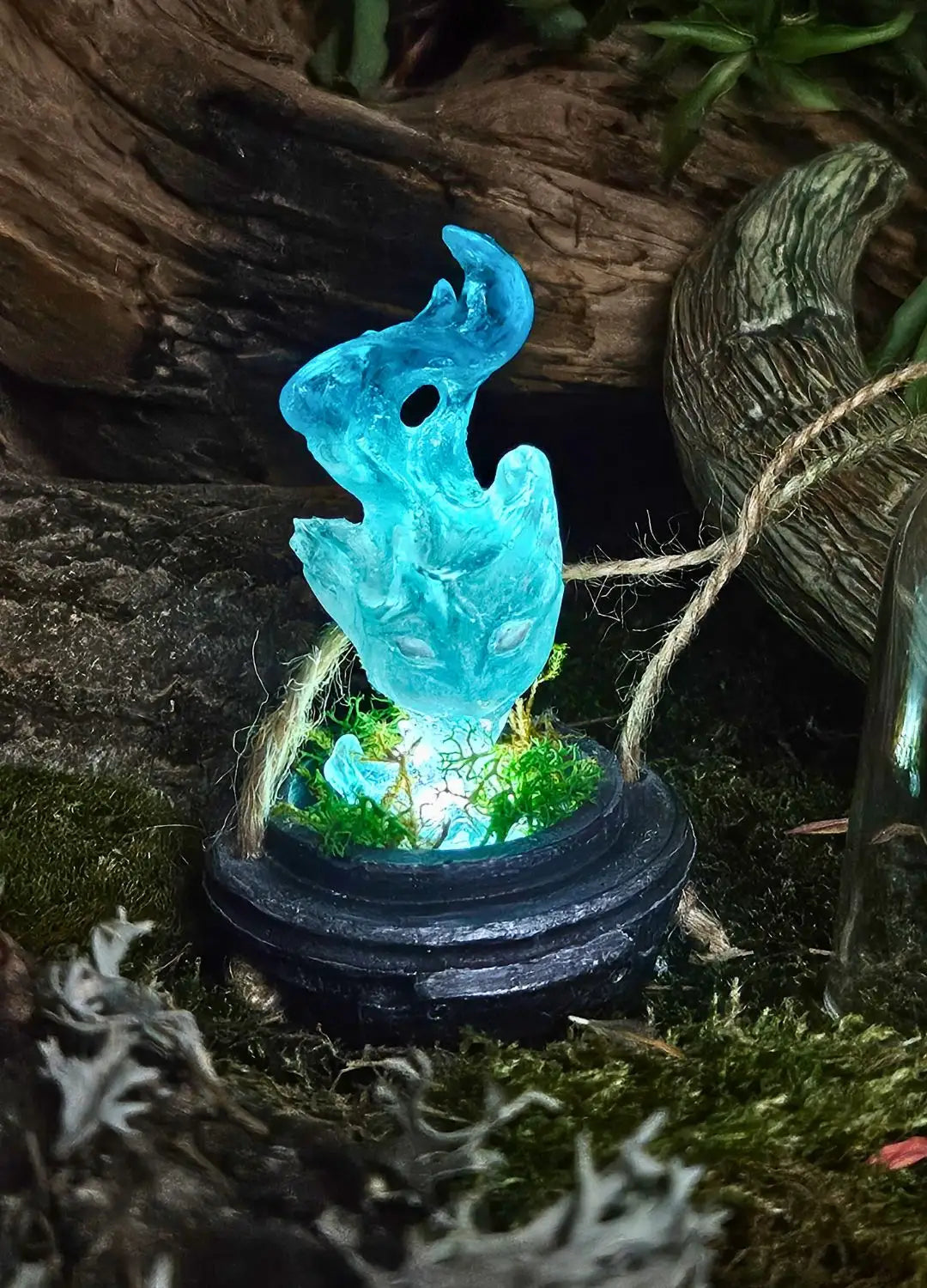 will-o-wisp resin art piece for wiccan costumes and larp clothing setups
