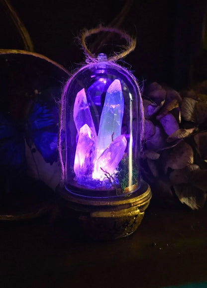 artisan resin light crystal with removable cloche for LARP events