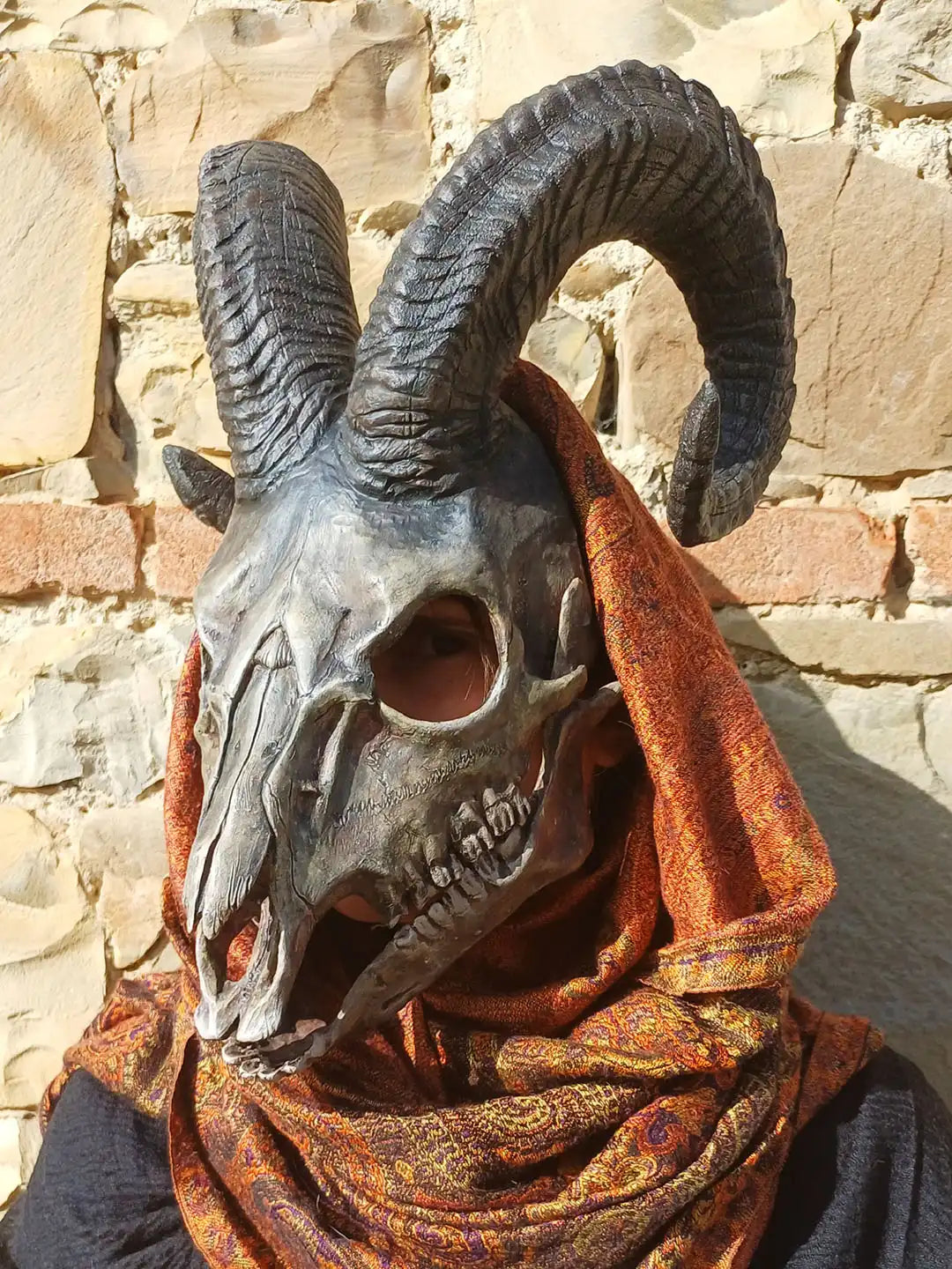 handcrafted leshy goat skull mask resin full face