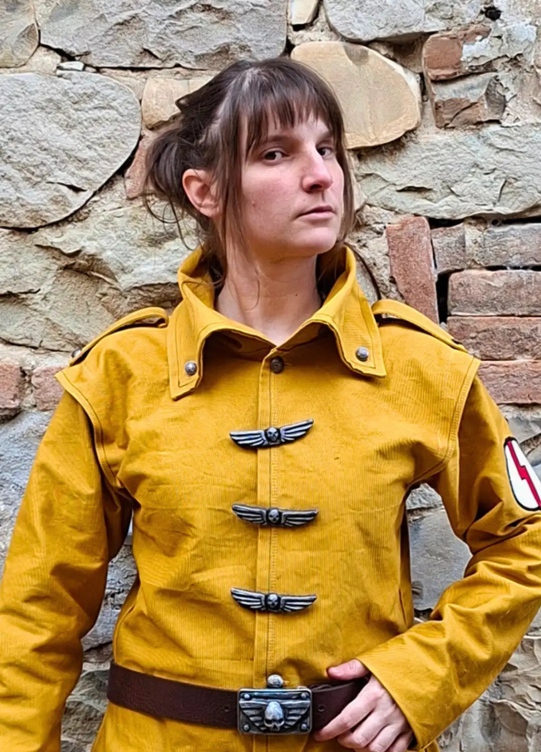 Handcrafted Steel Legion commissar coat inspired by Warhammer 40K cosplay costume design