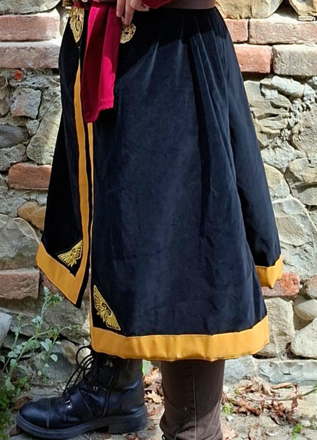 Full cinematic-quality Warhammer 40,000 Commissar uniform handmade by Chimerical Dragonfly, showcasing the tailored velvet coat and custom hat.