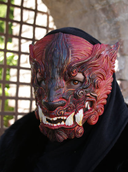 Cyberpunk-inspired Oni Demon Mask – Custom Resin Mask for Festivals & Masquerades