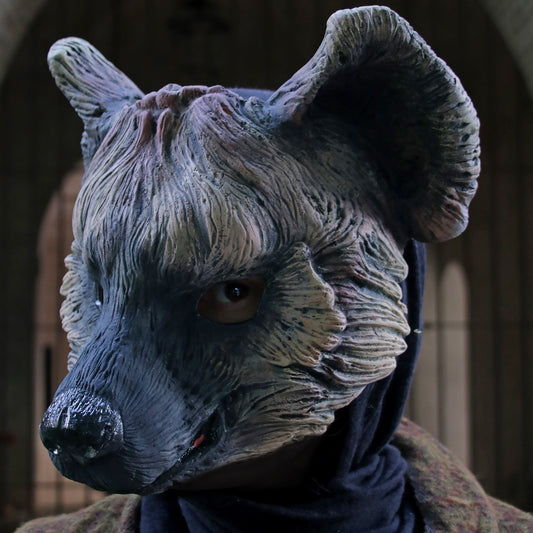 Hyena mask grey and blue inspired from african animal and ready for your cosplay costumes, larp costumes and wiccan