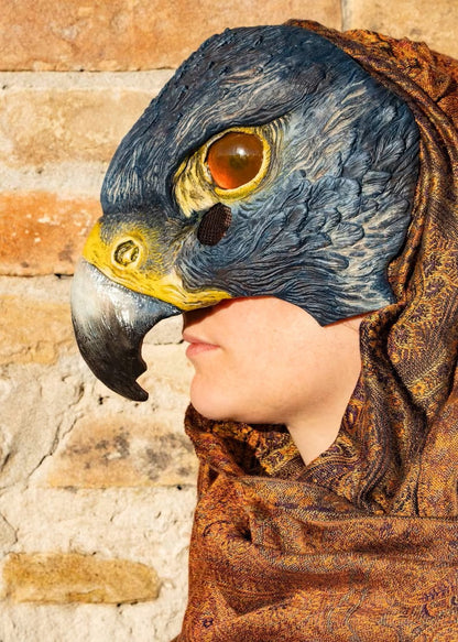 Horus mask perfect for cosplay costumes, Larp events with natural colors side view