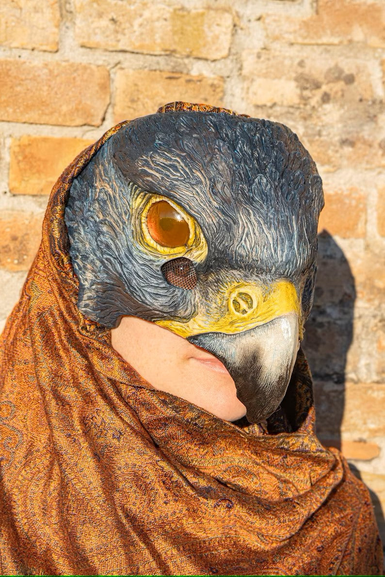 Horus mask perfect for cosplay costumes, Larp events with natural colors left view