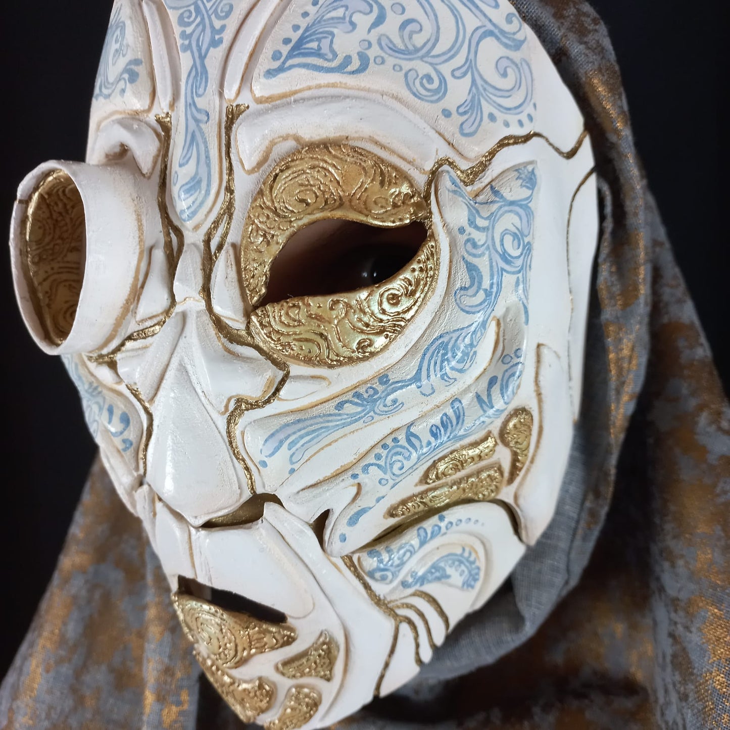 Cyborg Mask with Monocle Worn, Comfortable Fit, LARP Cosplay, Renaissance Fair